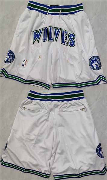 Mens Minnesota Timberwolves White Shorts (Run Small)